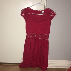 Short red lace dress